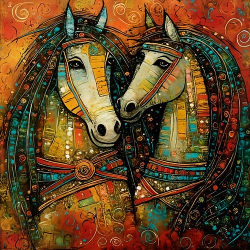 Levendige omhelzing van paarden