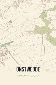 Vintage landkaart van Onstwedde (Groningen) van MijnStadsPoster