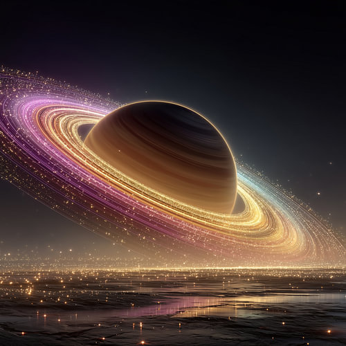 Neon planeet ringen artistiek