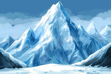 Prachtig digitaal kunstwerk van besneeuwde berg van Art & Soul Creations