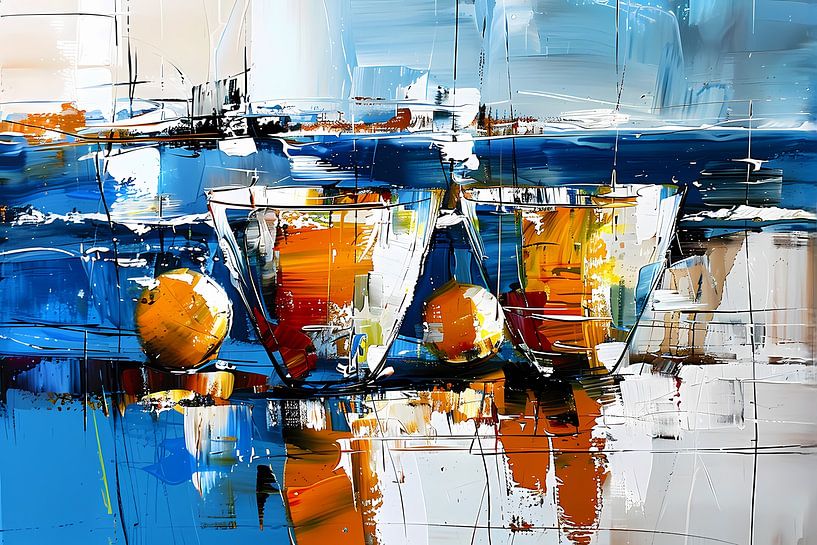 Abstract schilderij van glazen en vruchten van Art & Soul Creations