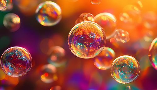 Colourful bubbles sunset