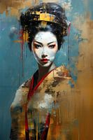 Modern abstracte weergave van een Geisha