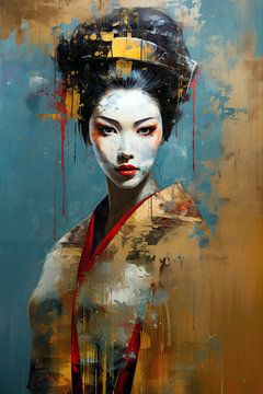 Représentation abstraite moderne d'une geisha sur Lauri Creates