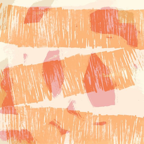Dreamy Landscape in Pastel Colors. Modern abstract art in peach, pink and white by Dina Dankers