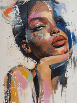 Colourful modern and abstract portrait by Carla Van Iersel