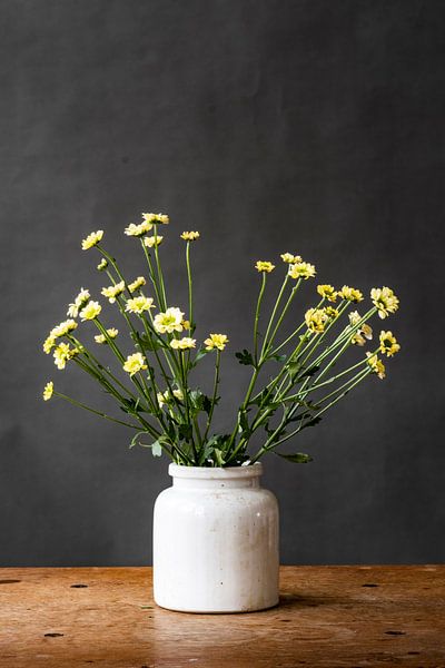 Photo print | Yellow flowers in vase | Botanical | Modern still life | Spring by Jenneke Boeijink