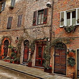 Für Weihnachten geschmückte Straße Citta Della Pieve von Dorothy Berry-Lound