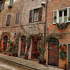 Für Weihnachten geschmückte Straße Citta Della Pieve
