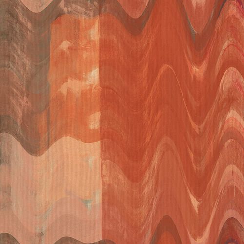 Retro abstracte kunst uit de jaren 70 in terracotta, oranje, bruin II van Dina Dankers