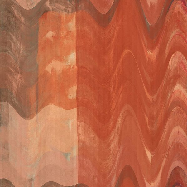 Art abstrait rétro de style années 70 en terracotta, orange, marron II par Dina Dankers