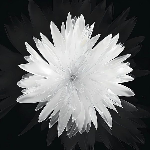 Fleur de chrysanthème blanche sur fond noir par Artistic