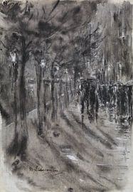 Evening street scene in a city when it rains, MAX LIEBERMANN, 1919 by Atelier Liesjes
