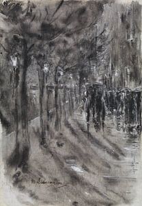 Scène de rue du soir dans une ville quand il pleut, MAX LIEBERMANN, 1919 sur Atelier Liesjes