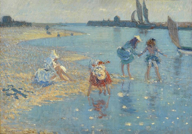 Kinderen peddelen, Walberswick, Philip Wilson Steer van Meesterlijcke Meesters