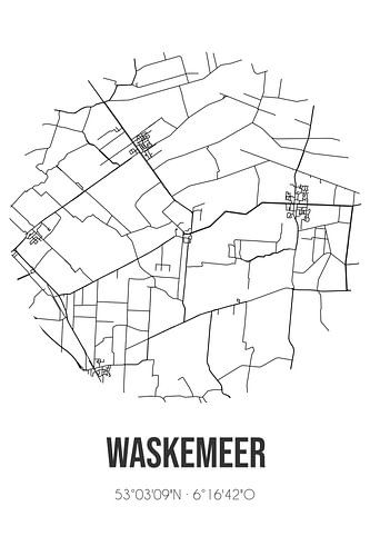 Waskemeer (Fryslan) | Landkaart | Zwart-wit