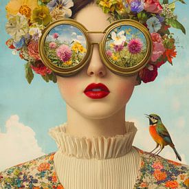 Surrealistisches Blumenporträt mit goldener Brille von But First Framing