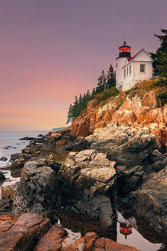 Zonsondergang bij Bass Harbor Head Light, Maine