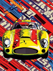 Sportwagen gelb rot Pop Art stilisiert grafisch abstrakt