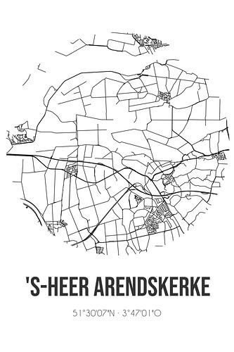 's-Heer Arendskerke (Zeeland) | Karte | Schwarz und weiß