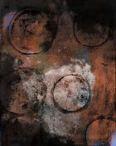 Abstracte compositie met cirkels in warme kleuren van Dina Dankers
