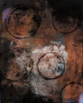 Abstracte compositie met cirkels in warme kleuren van Dina Dankers