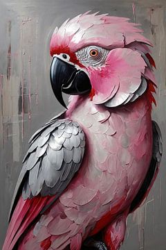 Portrait of a Pink and Grey Parrot by De Muurdecoratie