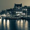 Amsterdam Prinsengracht avond zwartwit van Thijs Friederich