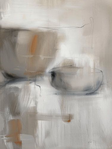 Modern en abstract in neutrale kleuren, Japandi stijl