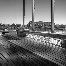 Scharbeutz neue Seebrücke in schwarz-weiß von Manfred Voss, Schwarz-weiss Fotografie