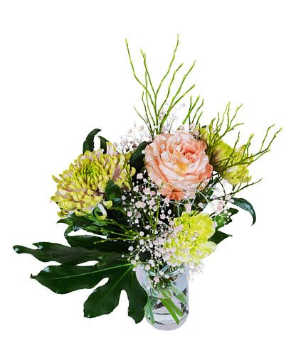 Bouquet de fleurs de la Saint-Valentin sur fond blanc
