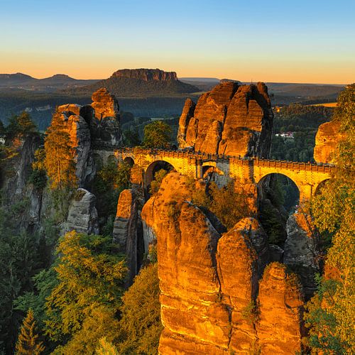 Sunrise at the Bastei Bridge, Elbe Sandstone Mountains
