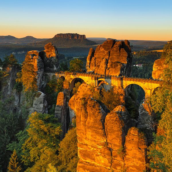 Sunrise at the Bastei Bridge, Elbe Sandstone Mountains by Markus Lange