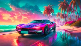 Prachtige auto met palmbomen
