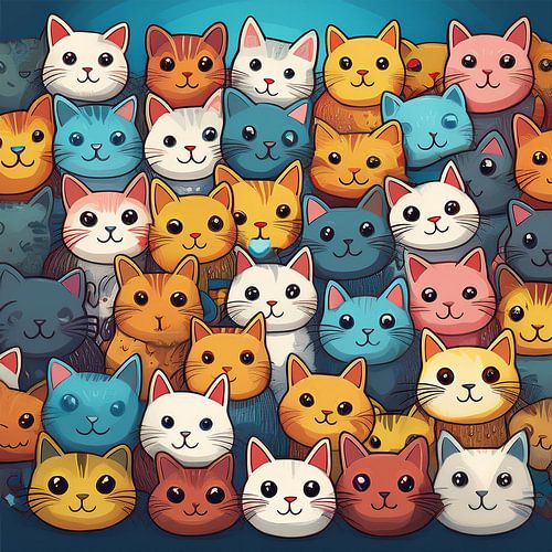 Beaucoup de chats colorés