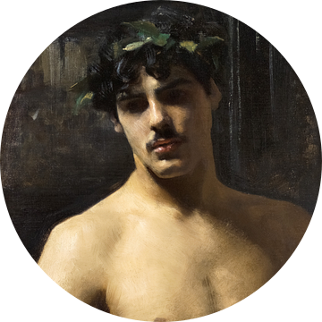 Bohemian Rhapsody van de 19e eeuw -Freddie Mercury's historische lookalike! Man Wearing Laurels (ca. 1874–1880) van John Singer Sargent van Gisela- Art for You