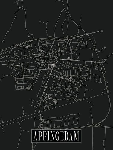 Stadskaart Appingedam - Stad - Donkere variant - Plattegrond
