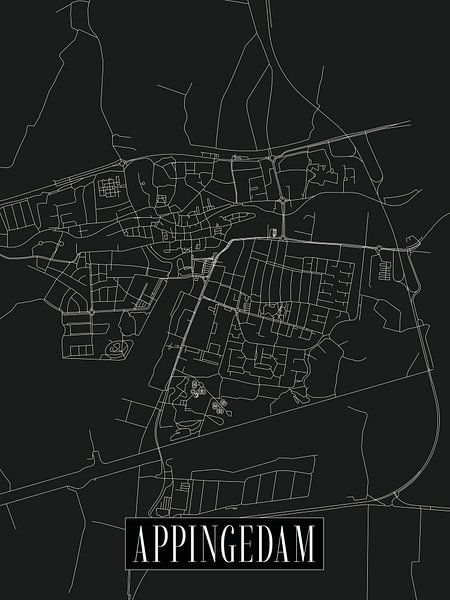 City map of Appingedam - City - Dark variant - Map by Locus Studio