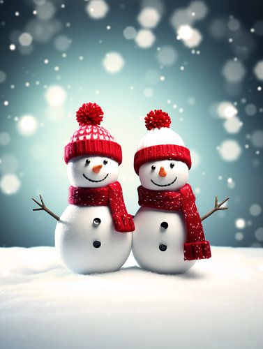 Twee vrolijke sneeuwpoppen