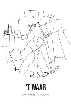 't Waar (Groningen) | Landkaart | Zwart-wit van MijnStadsPoster