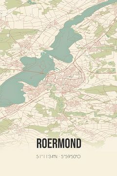 Vintage landkaart van Roermond (Limburg) van Rezona