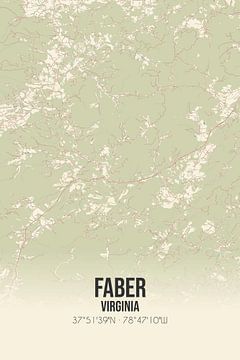 Vintage map of Faber (Virginia), USA. by Rezona