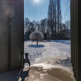 Paysage d'hiver photographié depuis "het Huis", dans le parc de Middelheim. sur Jef Wils