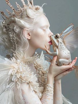 Albino Princess kissing a frog by haroulita