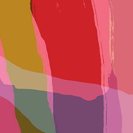Warm colorful minimalist abstract painting in bright colors by Dina Dankers