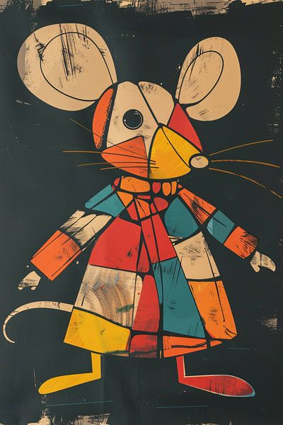 Souris cubiste en manteau coloré par Imperial Art House