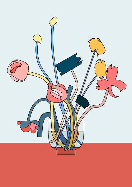 Bloemen in een glazen vaas, NKTN  van 1x