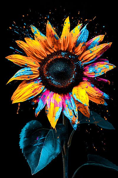 Colourful abstract sunflower art by Imperial Art House
