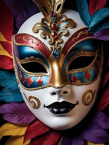 A woman in a carnival mask