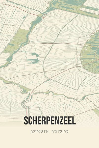 Vintage map of Scherpenzeel (Fryslan) by Prints of Place